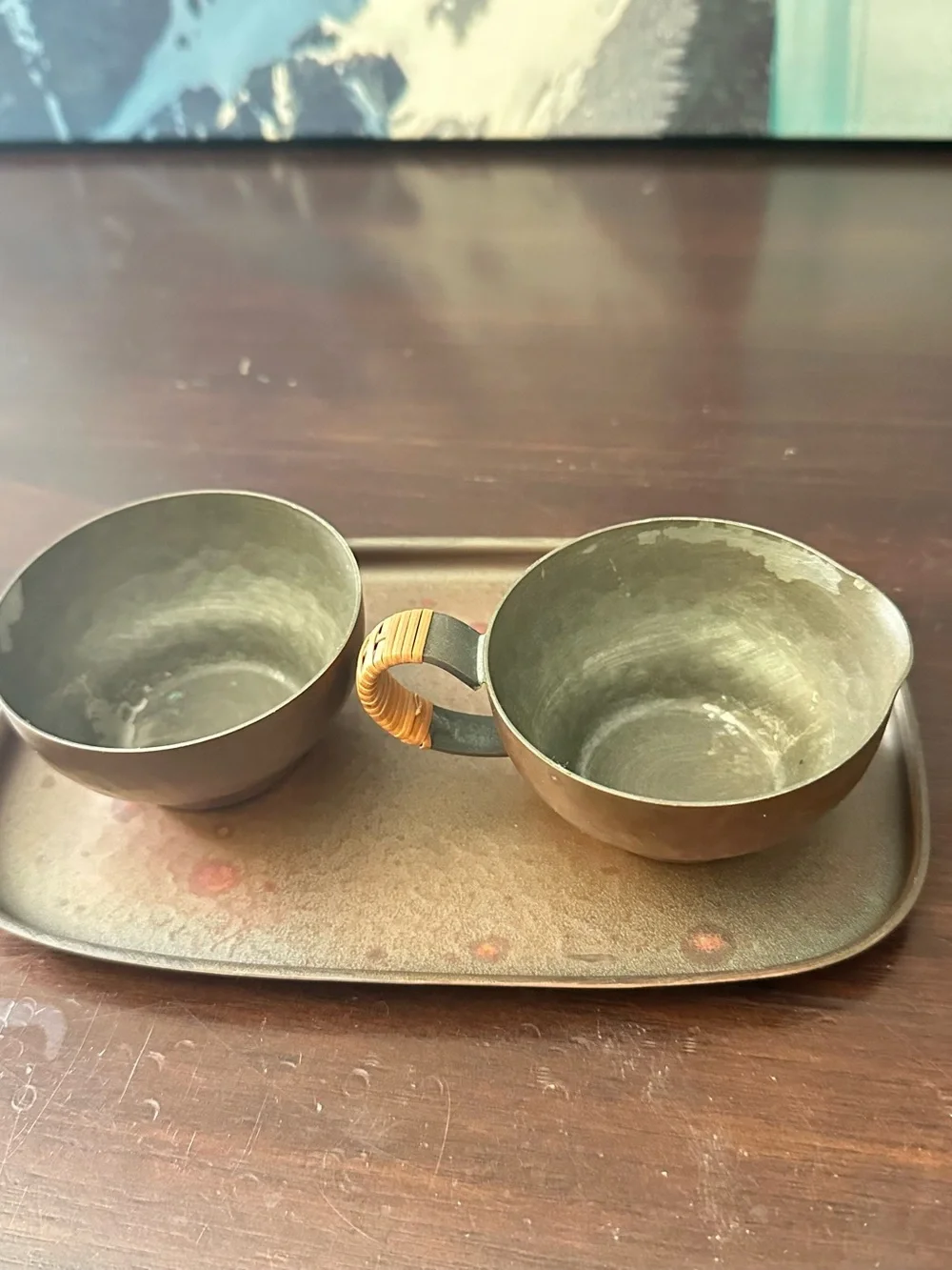 Vintage Copper Creamer & Sugar Bowl Set